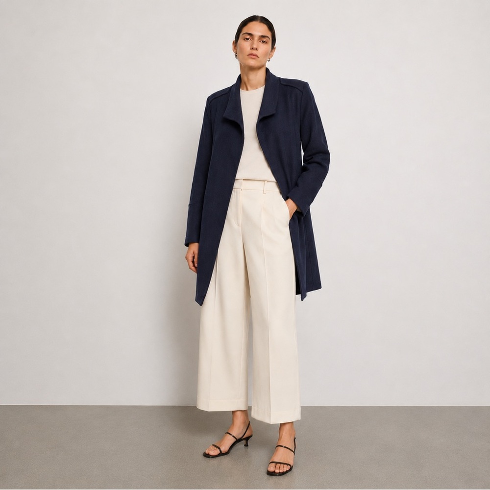 ZARA - Minimal Open Front Navy Coat | Minimalist Cut